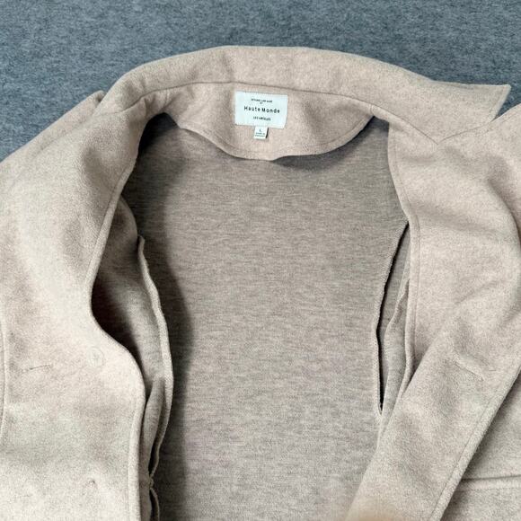 Haute Monde Los Angeles Woven Beige Trench Over Pea Coat Jacket Size Large - Picture 6 of 15